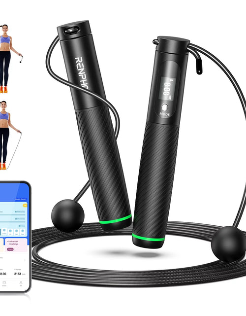 Load image into Gallery viewer, 9FT Adjustable Smart Jump Rope with Count Time Calorie Analysis , Black
