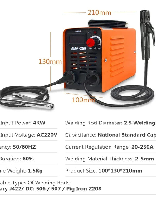 Load image into Gallery viewer, Portable ZX7 250A MMA Arc Welder Inverter Welding Machine 110V 220V Mini Iron Electric Welding Equipment Car Repairing Tools
