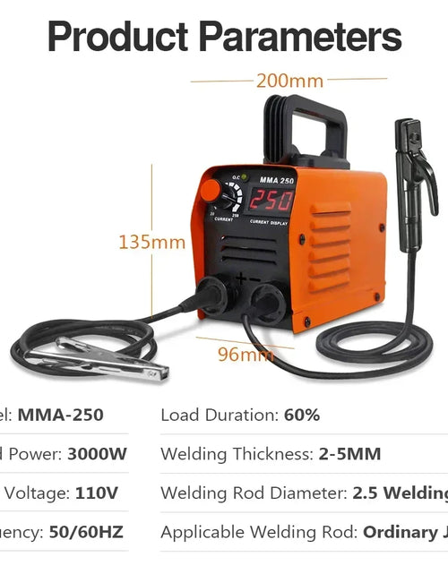 Load image into Gallery viewer, Portable ZX7 250A MMA Arc Welder Inverter Welding Machine 110V 220V Mini Iron Electric Welding Equipment Car Repairing Tools
