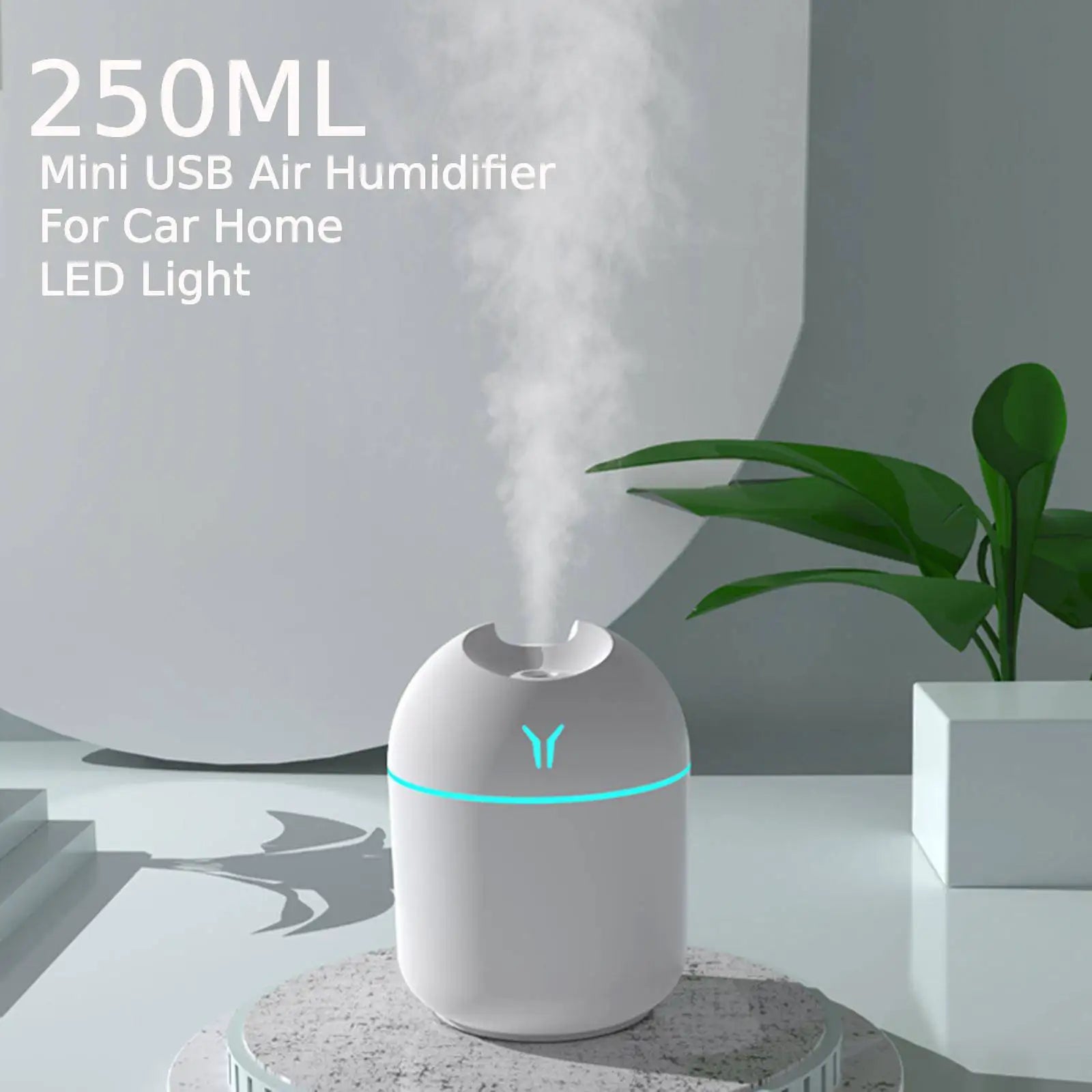 250Ml Car Air Humidifier Cool Mist Aroma Essential Oil Diffuser with LED Night Mini Air Purifier for Car Home Desktop