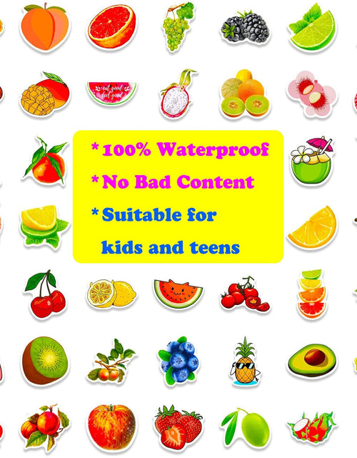 Load image into Gallery viewer, Fruit Stickers, 100 Pcs Cute Fruits Stickers for Kids, Colorful VSCO Waterproof Stickers for Water Bottle Scooter Luggage Laptop Skateboard, Fruits Sticker Bulk Holiday Gifts for Kids Teens Adults
