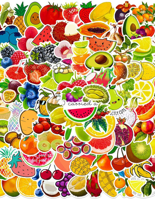 Load image into Gallery viewer, Fruit Stickers, 100 Pcs Cute Fruits Stickers for Kids, Colorful VSCO Waterproof Stickers for Water Bottle Scooter Luggage Laptop Skateboard, Fruits Sticker Bulk Holiday Gifts for Kids Teens Adults
