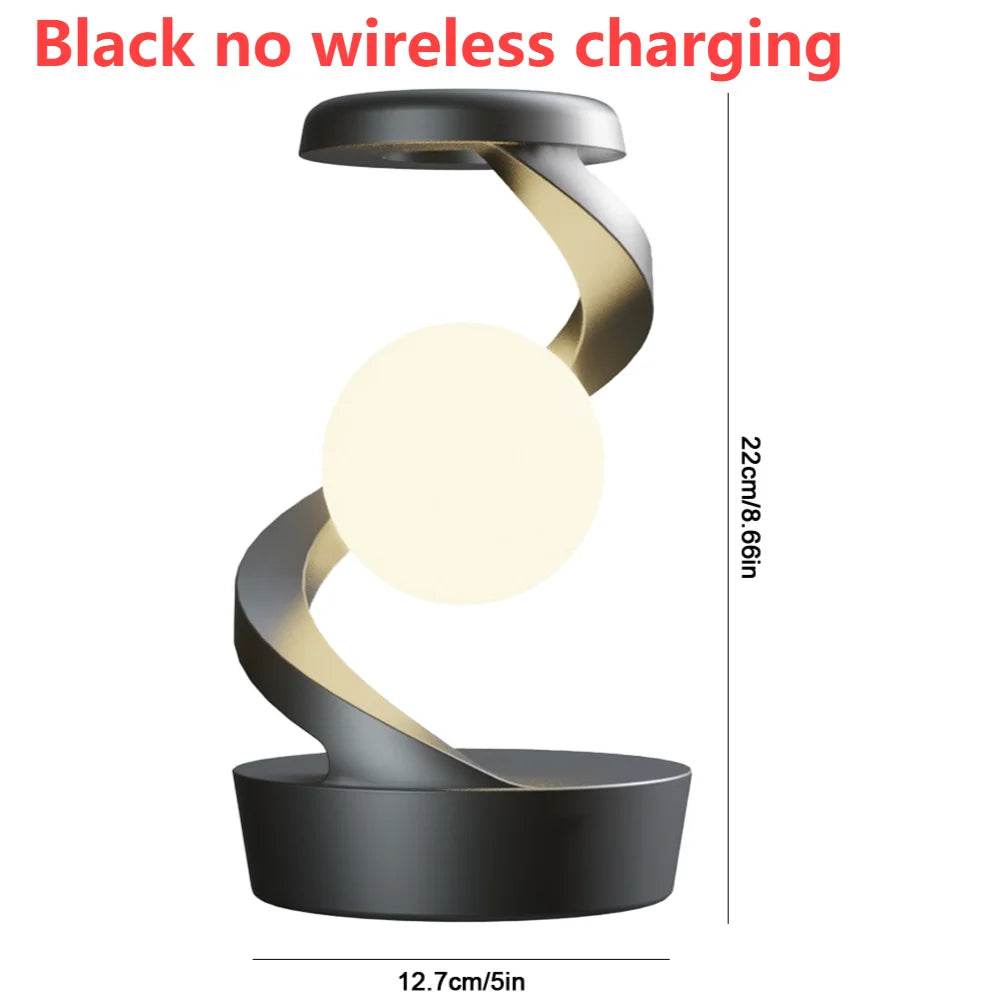 3D Levitating Ball Lamp with Wireless Phone Charger Creative Table 3D LED Lamp Floating Moon Table Lamp for Bedroom Novelty Gift