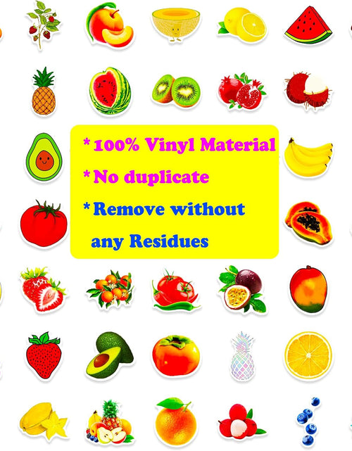 Load image into Gallery viewer, Fruit Stickers, 100 Pcs Cute Fruits Stickers for Kids, Colorful VSCO Waterproof Stickers for Water Bottle Scooter Luggage Laptop Skateboard, Fruits Sticker Bulk Holiday Gifts for Kids Teens Adults
