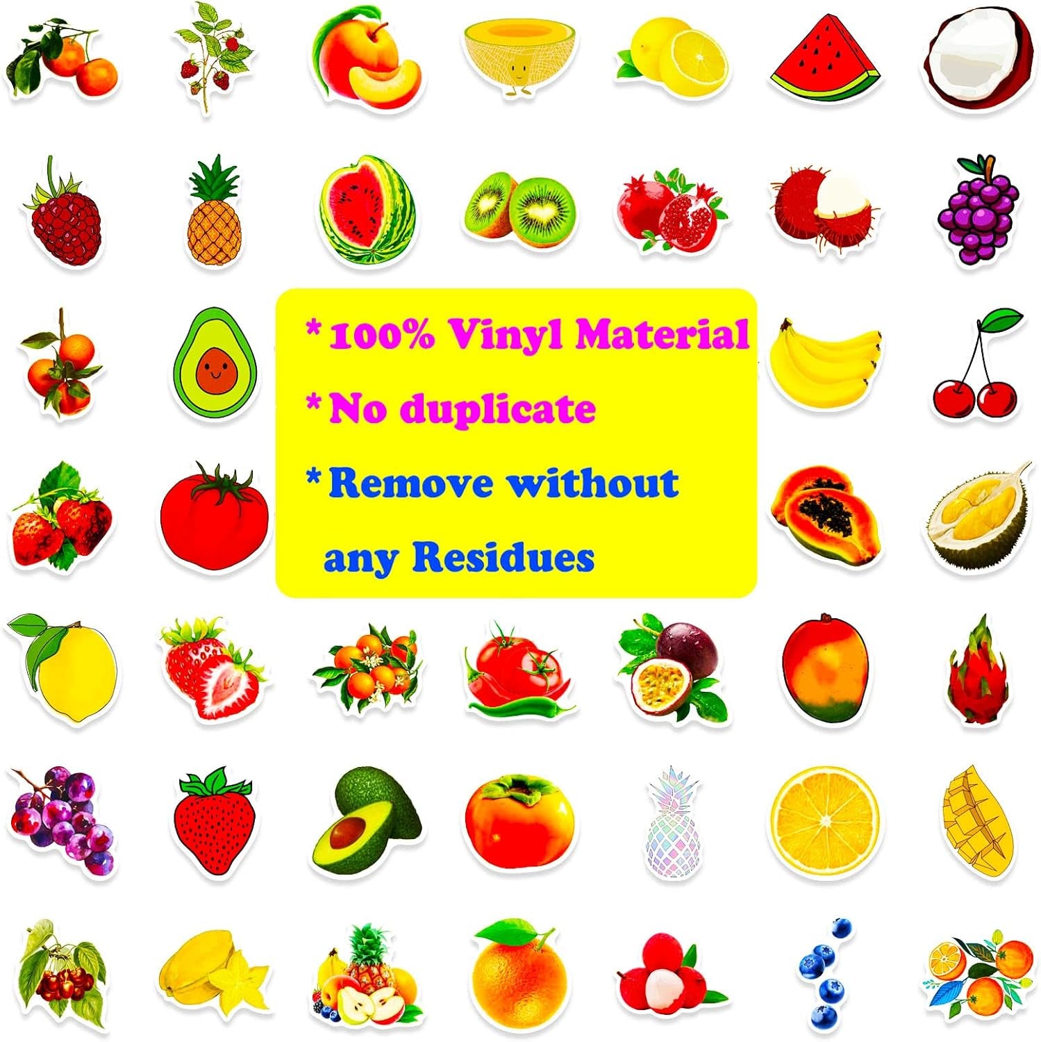 Fruit Stickers, 100 Pcs Cute Fruits Stickers for Kids, Colorful VSCO Waterproof Stickers for Water Bottle Scooter Luggage Laptop Skateboard, Fruits Sticker Bulk Holiday Gifts for Kids Teens Adults