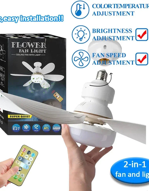 Load image into Gallery viewer, Ceiling Fan Light LED 30W E27 with Remote Control for Dimming, Suitable for Living Room, Study, Household Use, 85-265V
