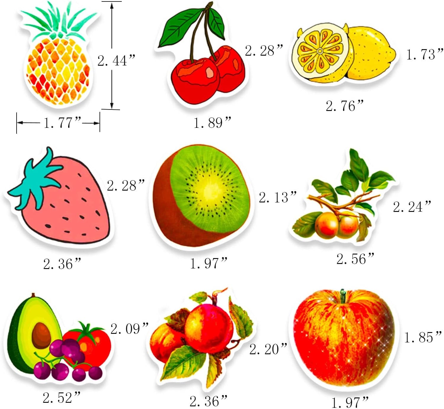 Fruit Stickers, 100 Pcs Cute Fruits Stickers for Kids, Colorful VSCO Waterproof Stickers for Water Bottle Scooter Luggage Laptop Skateboard, Fruits Sticker Bulk Holiday Gifts for Kids Teens Adults