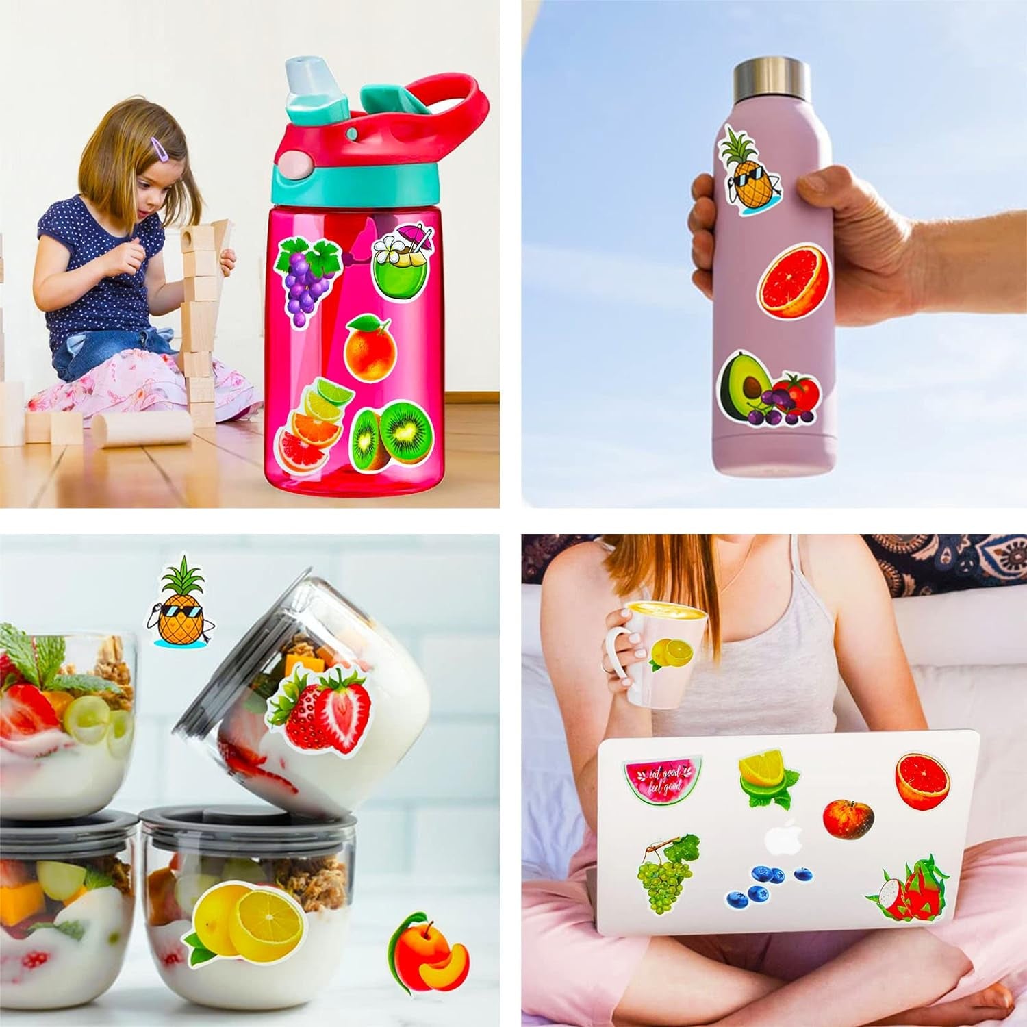 Fruit Stickers, 100 Pcs Cute Fruits Stickers for Kids, Colorful VSCO Waterproof Stickers for Water Bottle Scooter Luggage Laptop Skateboard, Fruits Sticker Bulk Holiday Gifts for Kids Teens Adults