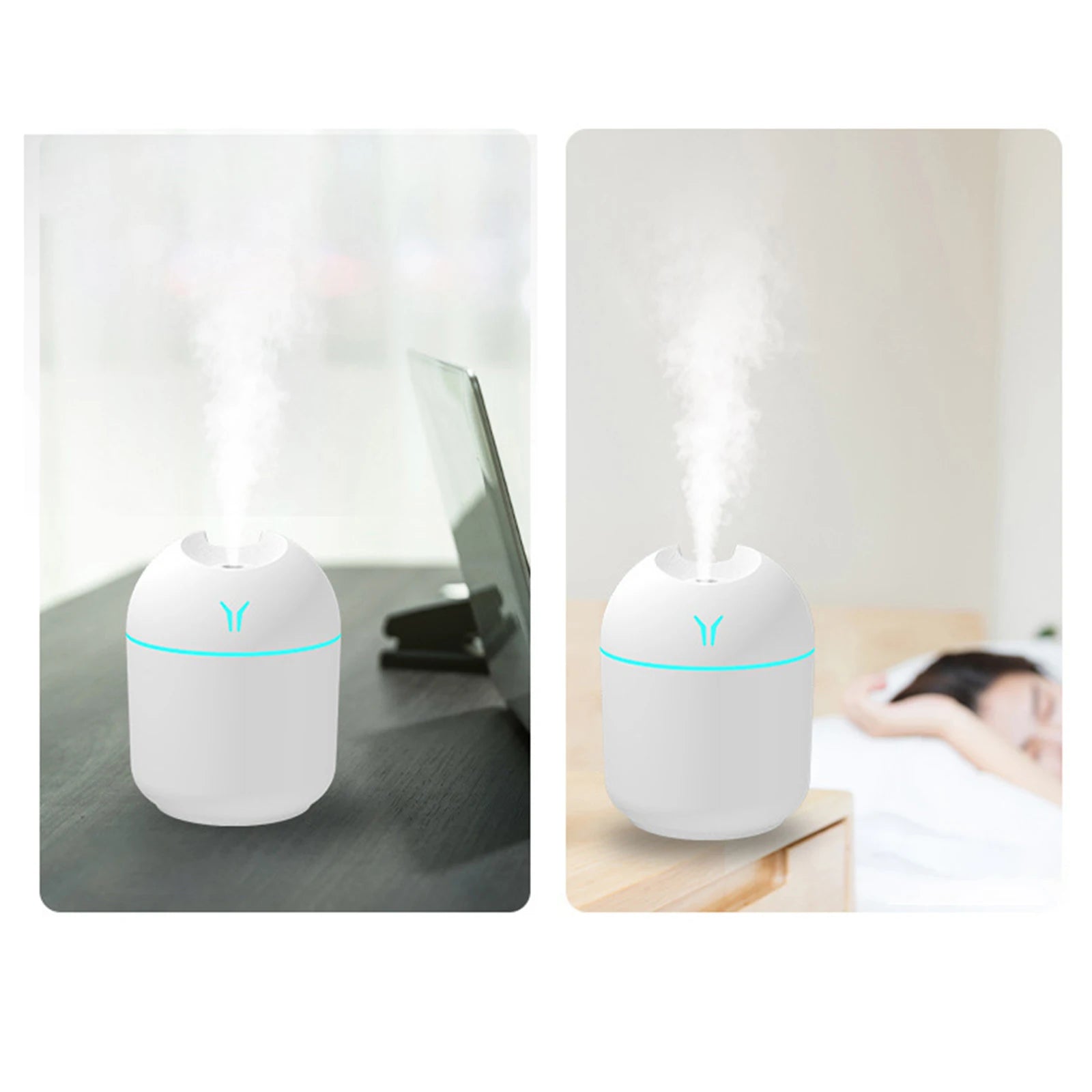 250Ml Car Air Humidifier Cool Mist Aroma Essential Oil Diffuser with LED Night Mini Air Purifier for Car Home Desktop