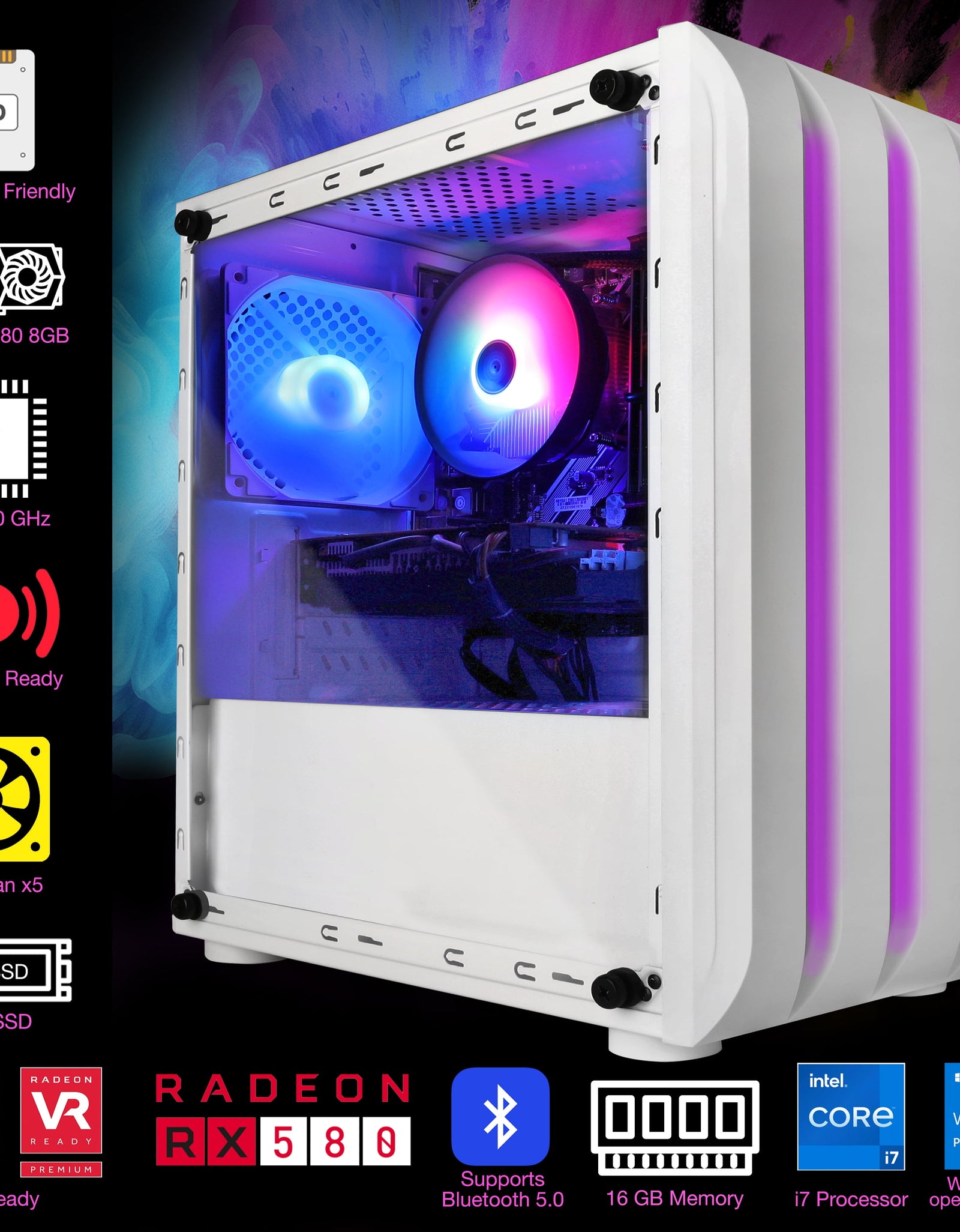 Eclipse ATX Gaming PC I7 Tower Desktop 4.0Ghz RX 580 8GB 1TB SSD 16GB RAM