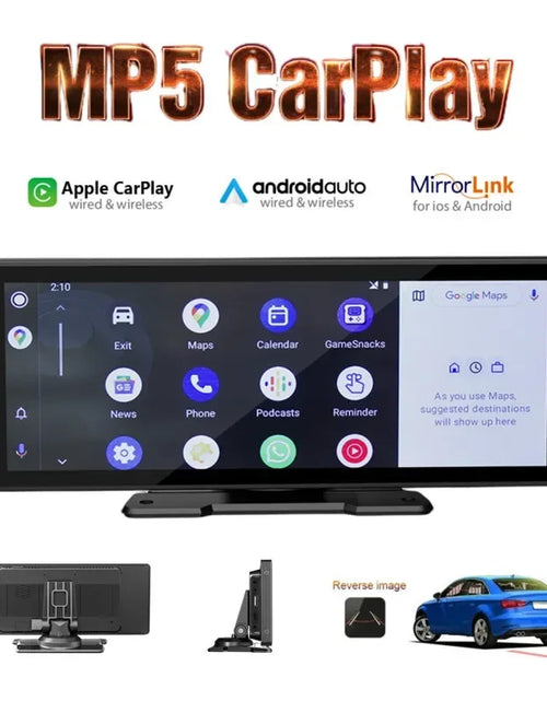 Load image into Gallery viewer, 10.26 Inch Car Monitor Wireless Carplay /Android-Auto HD Screen Camera Bluetooth FM Transmitter USB TF Video Player
