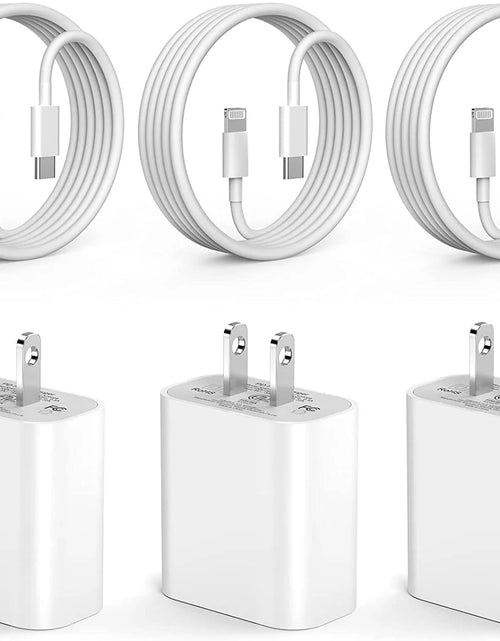 Load image into Gallery viewer, Iphone Fast Charger, 3 Pack [Apple Mfi Certified] PD 20W Type C Fast Charger Block with 6FT USB C to Lightning Fast Charging Data Sync Cable Compatible for Iphone 14 13 12 11 Pro Max XS XR X 8 Ipad
